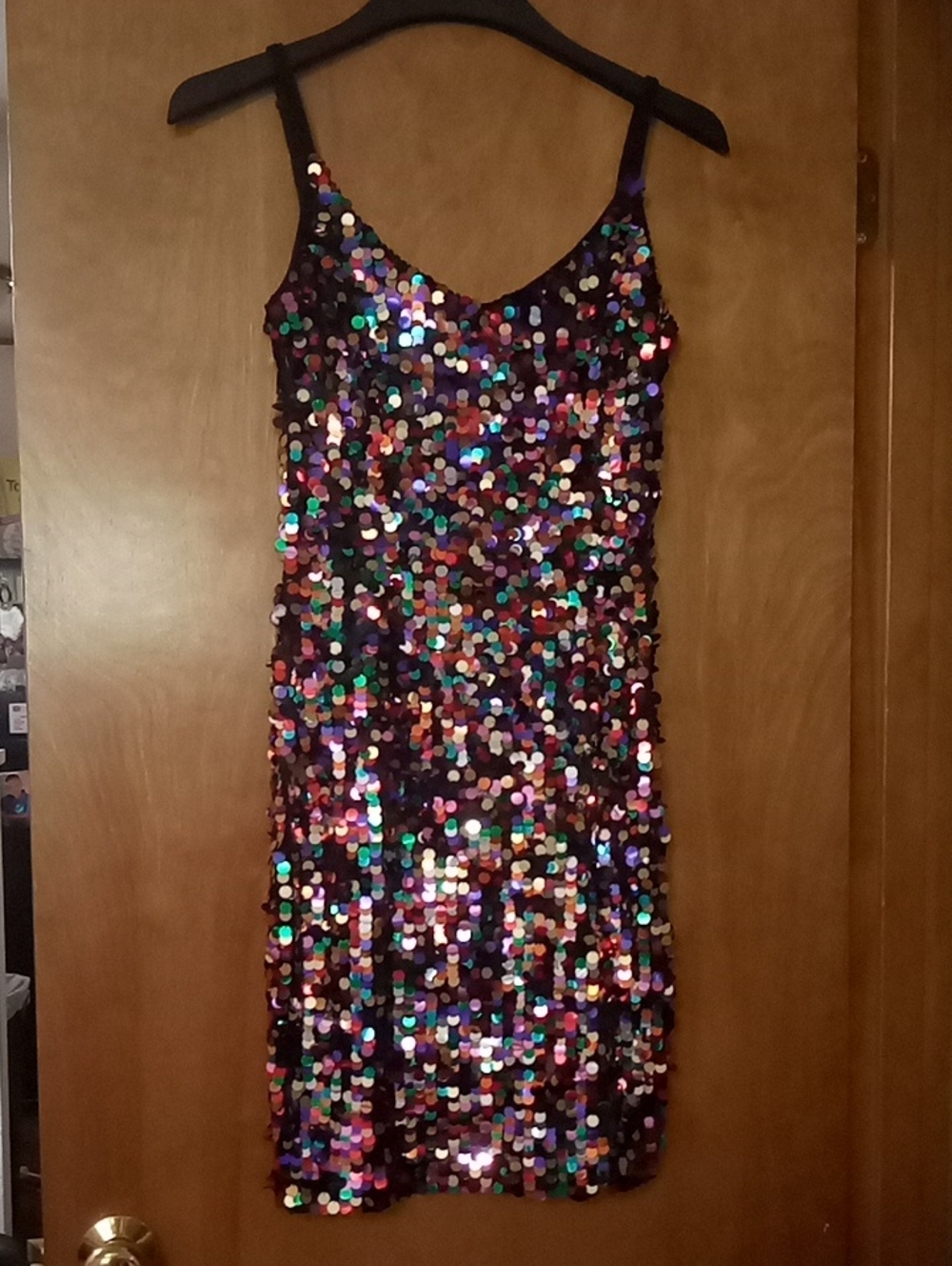 Neiman Marcus Iridescent Multi-Sequin Slip Dress